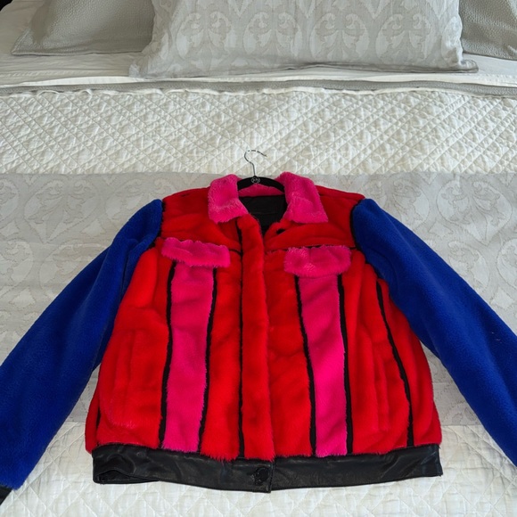 Blank NYC Red and Blue Puffer Jacket - Picture 1 of 5